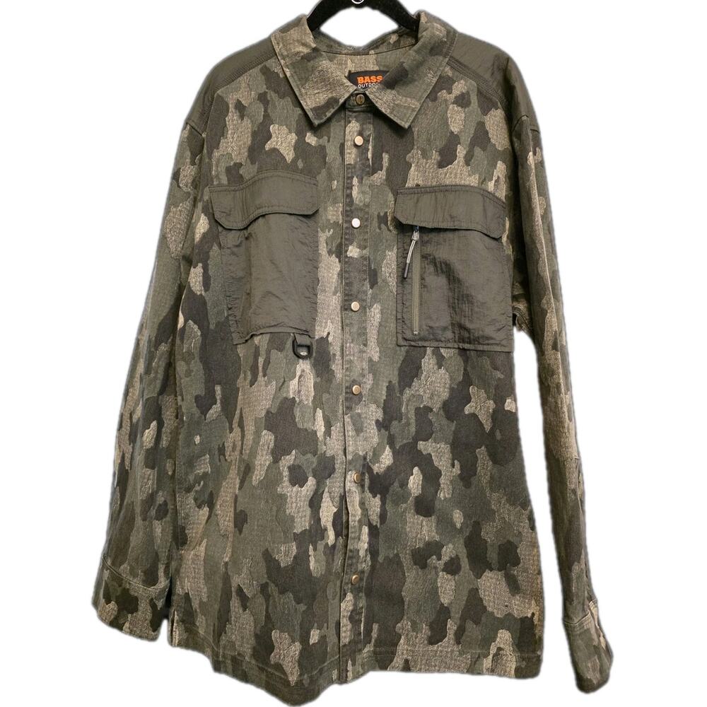 NWT Size L‎ Men's Bass Outdoor Camo Worker Shacket w/Pockets MSRP $89
